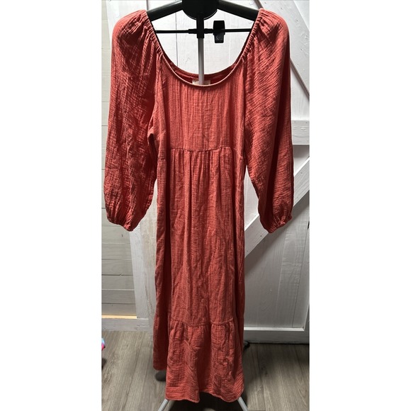 Universal Thread Dresses & Skirts - Universal Thread  3/4 Balloon Sleeve Long Dress Coral Size M Cottage Core